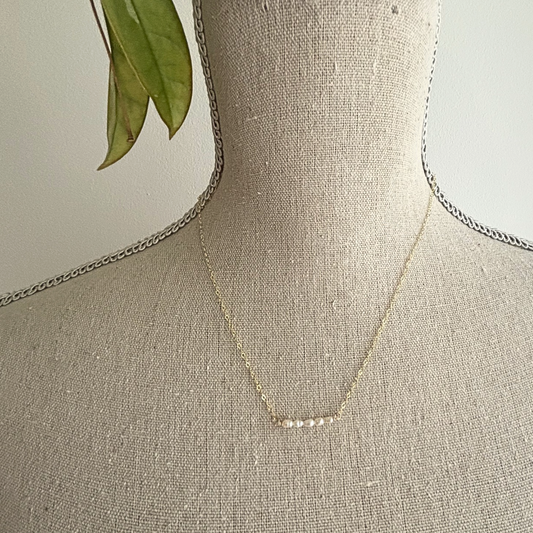 Petite White Pearl Bar Necklace