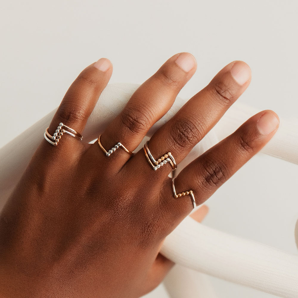 Mixed Metal Prism Angle Ring