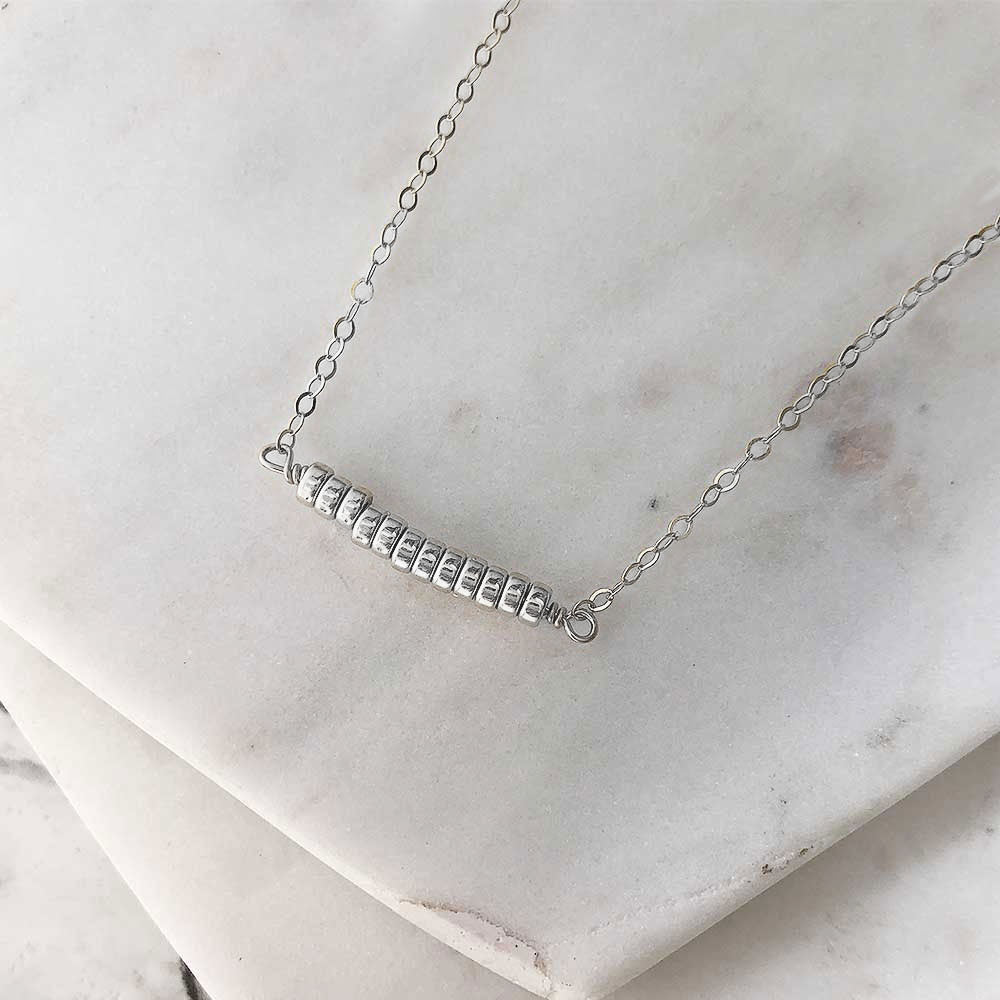strut jewelry comfort collection petite silver bead bar necklace