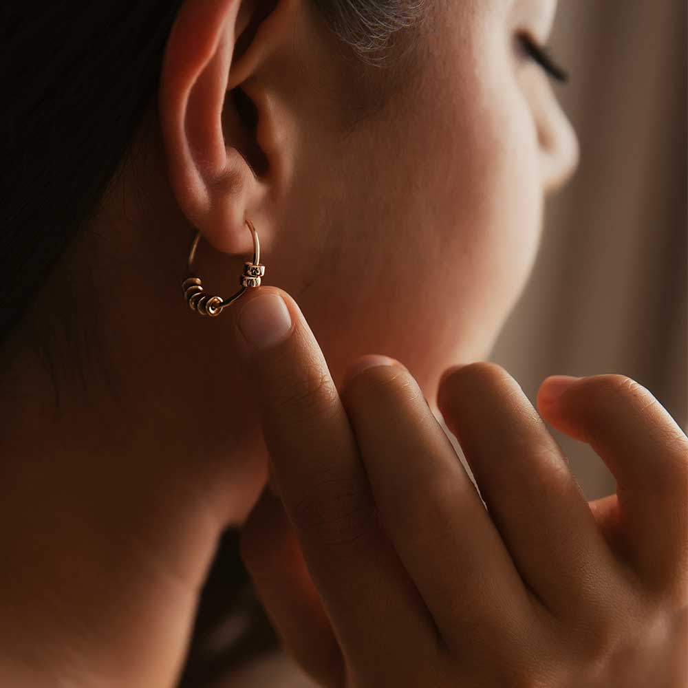 strut jewelry comfort beaded hoop earrings 14k gold fill