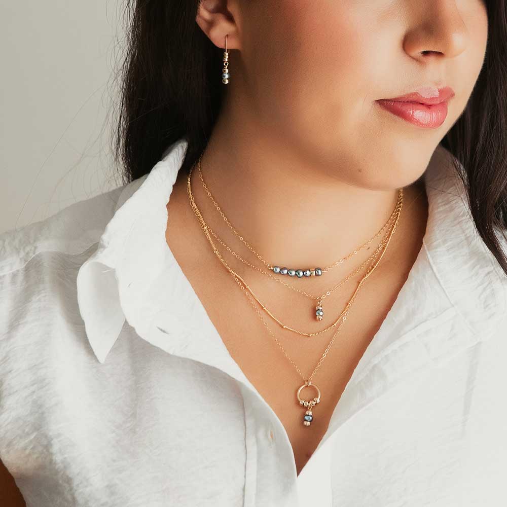 strut jewelry comfort collection iridescent pearl + bead bar necklace