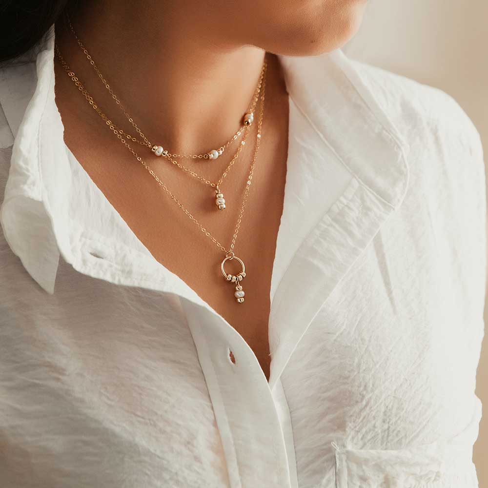 strut jewelry comfort white pearl bead circle necklace