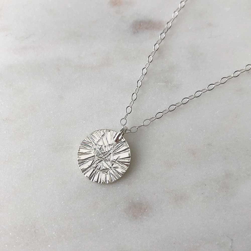 strut jewelry small faceted medallion pendant necklace sterling silver