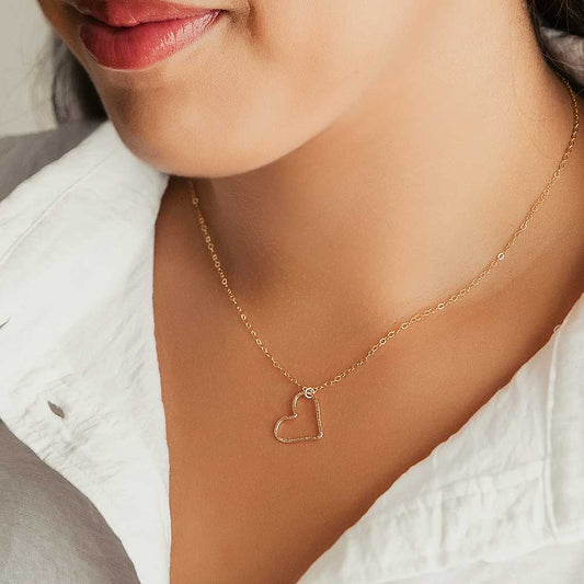 CLEARANCE Open-Hearted Pendant Necklace - Sterling Silver / 14k gold-fill