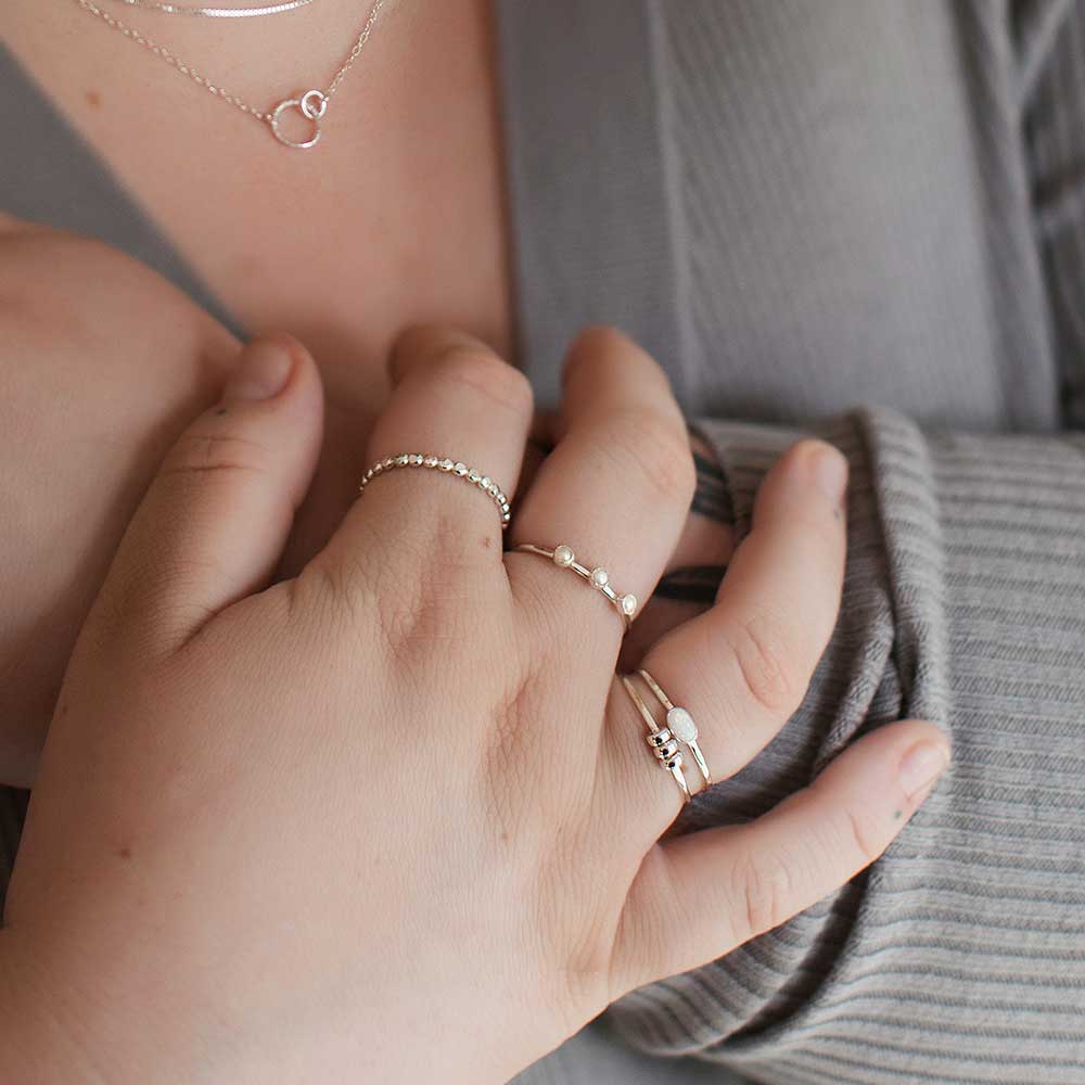 Horizontal Oval Opal Ring
