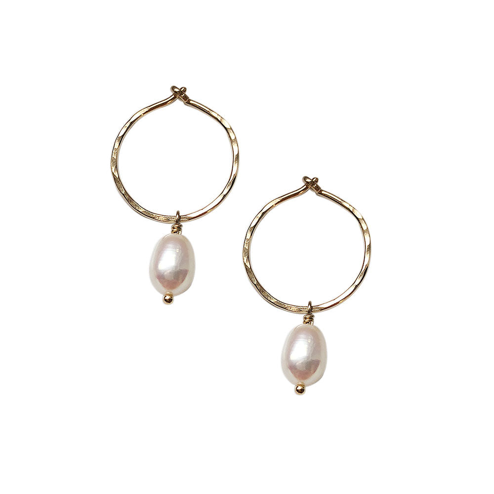 strut jewelry small pearl hoops 14k gold fill
