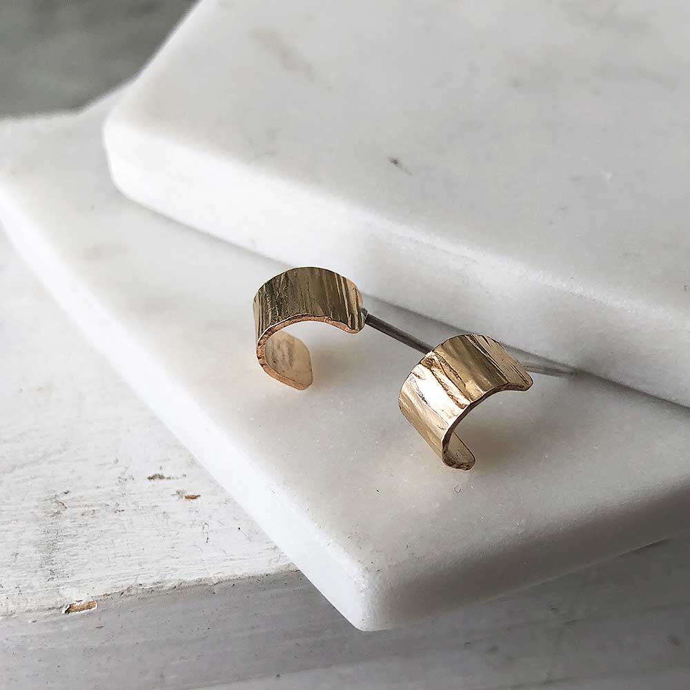 strut jewelry wide mini hoops 14k gold fill