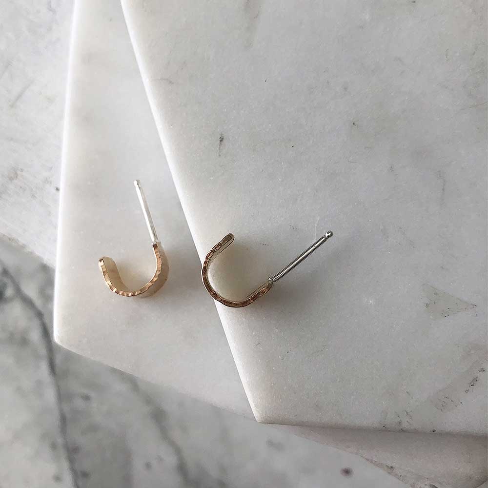 strut jewelry wide mini hoops 14k gold fill