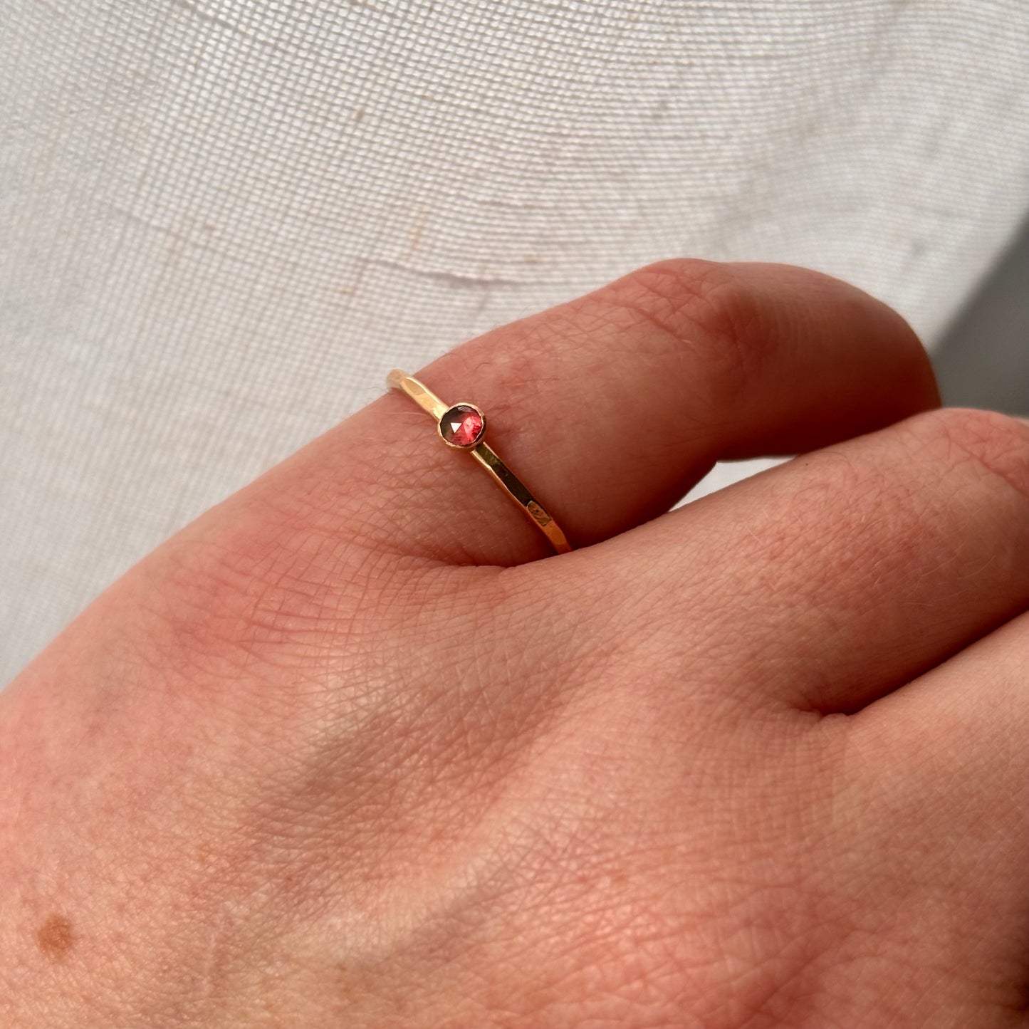 Petite Pink Tourmaline Stacking Ring - 14k gold-fill