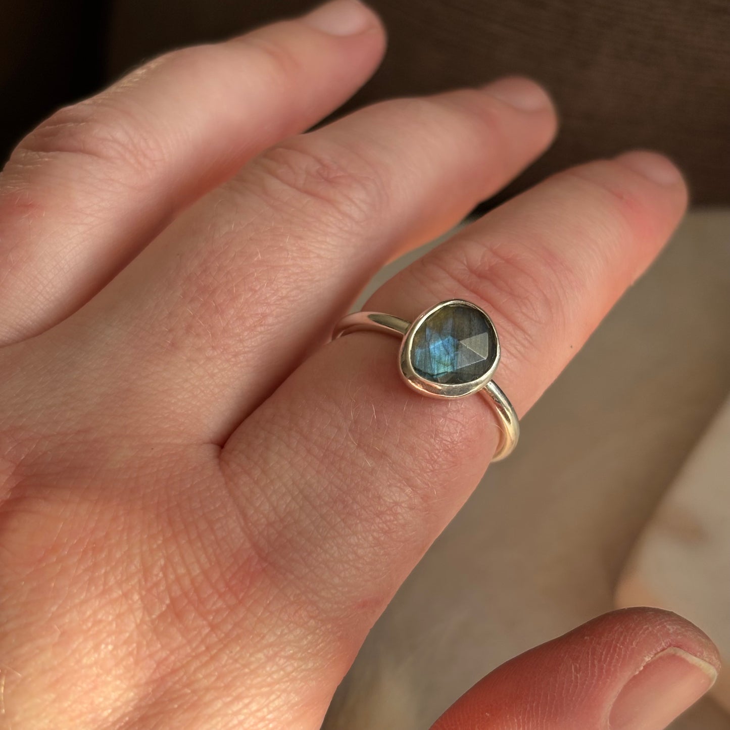 Faceted Labradorite Ring - Size 9.5