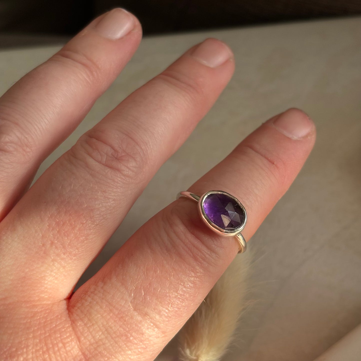 Faceted Amethyst Ring - Size 7