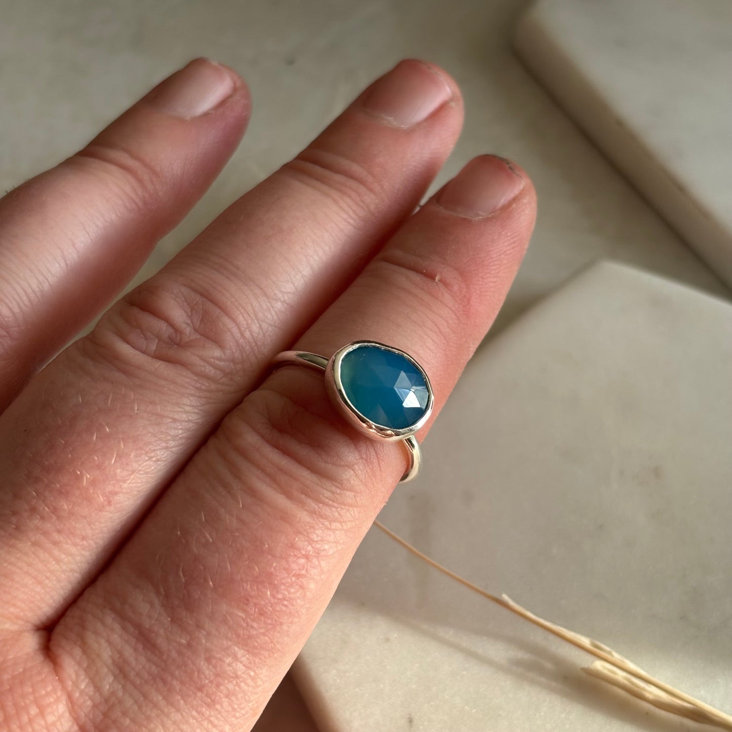 Faceted Chalcedony Ring - Size 7