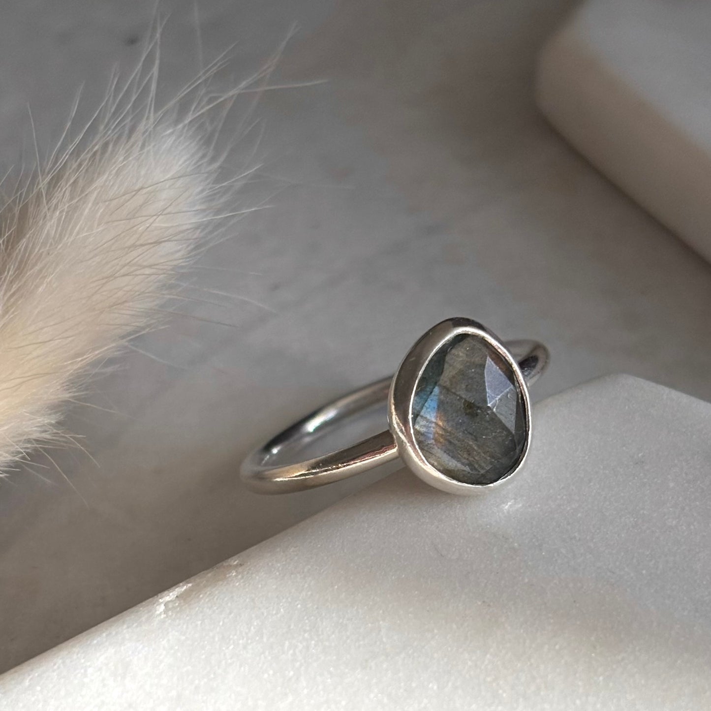 Faceted Labradorite Ring - Size 9.5