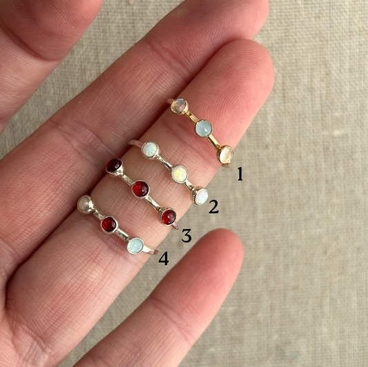 CLEARANCE - Triple Gemstone Ring - Size 5/5.5
