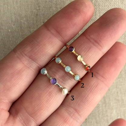 CLEARANCE - Triple Gemstone Ring - Size 7/7.5