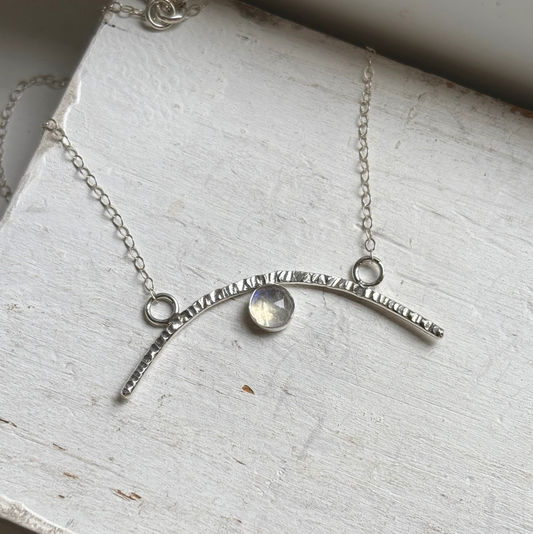 CLEARANCE Silver Arc with Moonstone Necklace