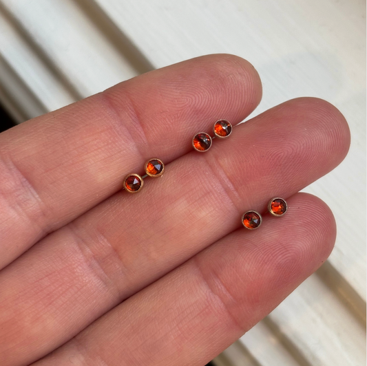 CLEARANCE Mini Gemstone Studs - Faceted Garnet