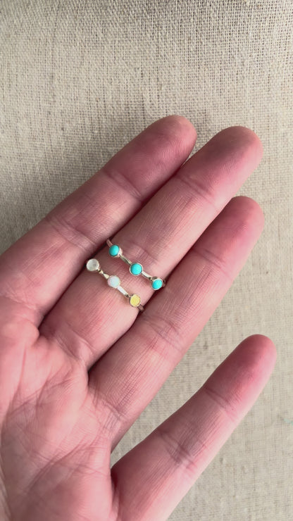 CLEARANCE - Triple Gemstone Ring - Size 8/8.5