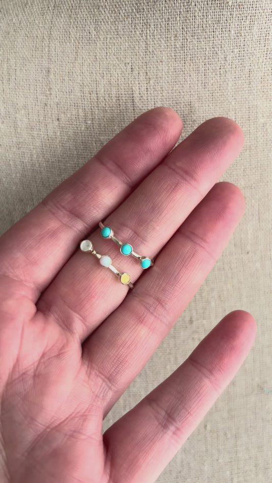 CLEARANCE - Triple Gemstone Ring - Size 8/8.5