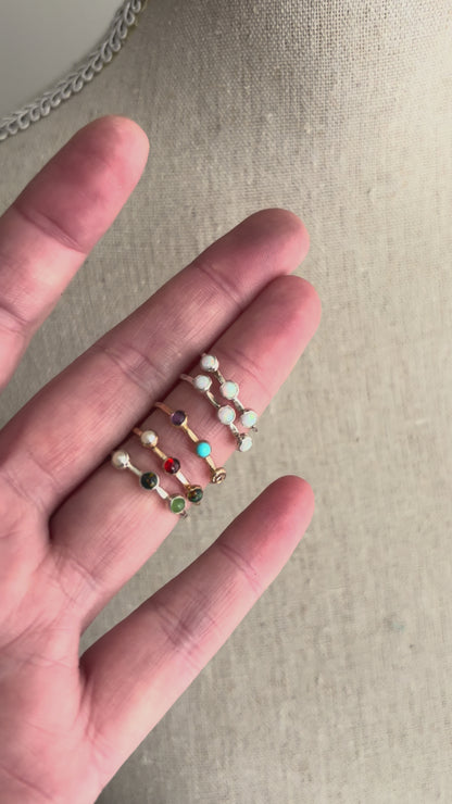 CLEARANCE - Triple Gemstone Ring - Size 6/6.5