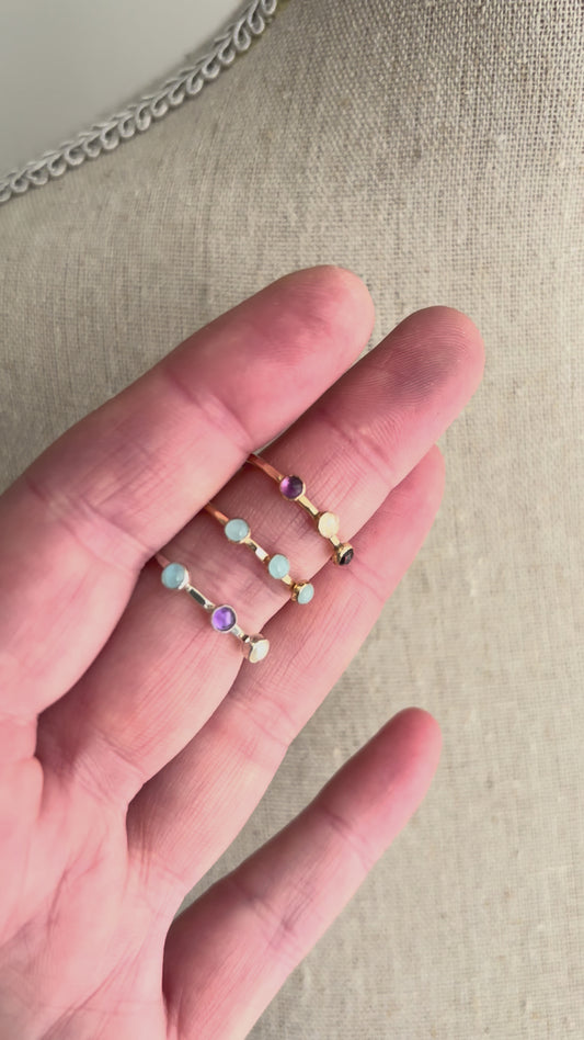 CLEARANCE - Triple Gemstone Ring - Size 7/7.5