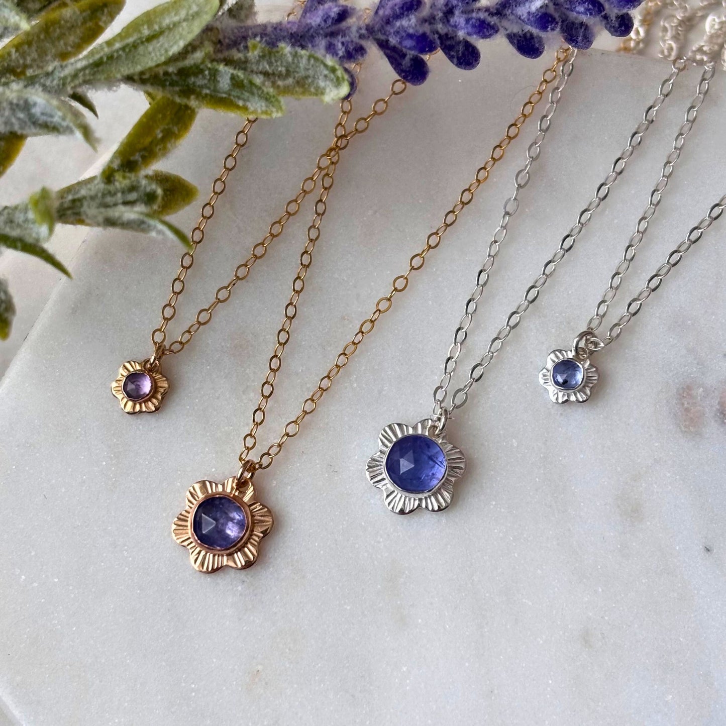 Flower Necklace - 14k Gold-Fill or Sterling Silver