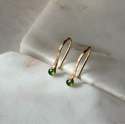 Gemstone Ear Pin Earrings