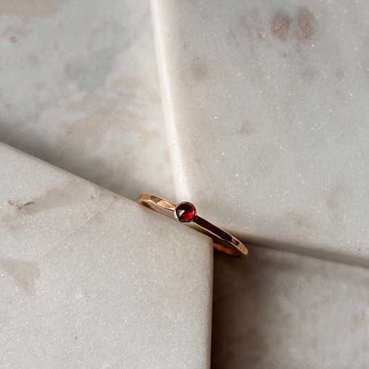 Petite Ruby Stacking Ring - 14k gold-fill