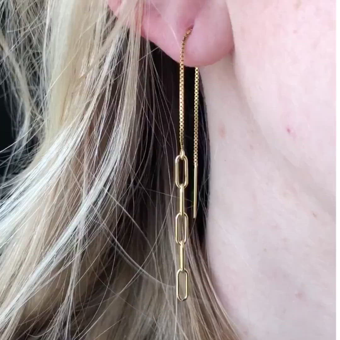 strut jewelry chain threader earrings 14k gold fill