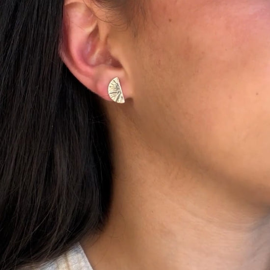 strut jewelry half moon stud earrings 14k gold fill