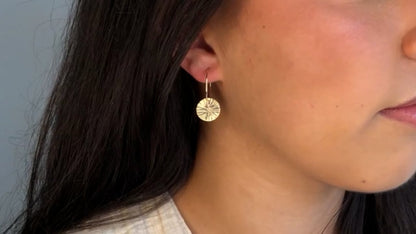 Small Textured Disc Hoops - Gold-filled