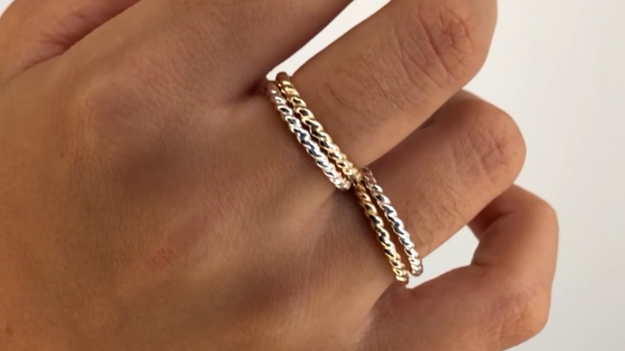 strut jewelry twist stacking rings sterling silver 14k gold fill