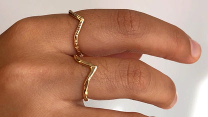 Chevron Stacking Ring - Hammered Texture
