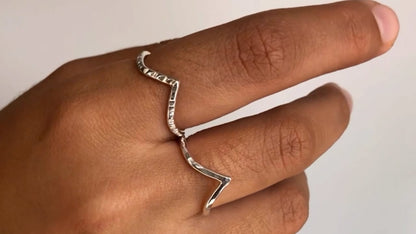 Chevron Stacking Ring - Hammered Texture
