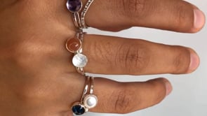 Rainbow Moonstone Stacking Ring - Sterling Silver