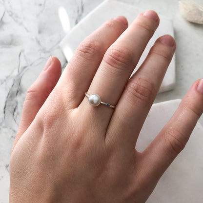Pearl Stacking Ring - Sterling Silver