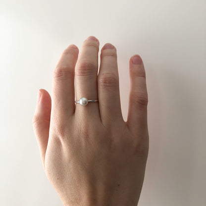 Pearl Stacking Ring - Sterling Silver