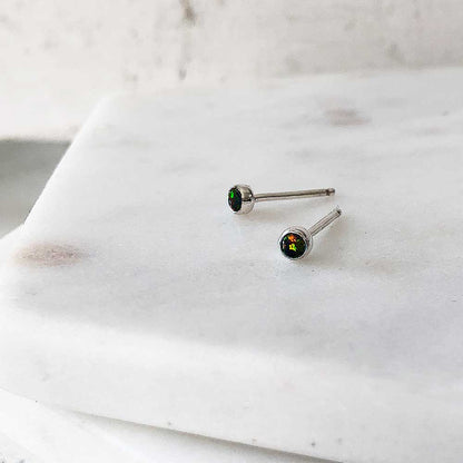 strut jewelry mini black opal studs