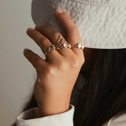 Chevron Stacking Ring - Hammered Texture