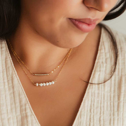 strut jewelry comfort petite gold bead bar necklace