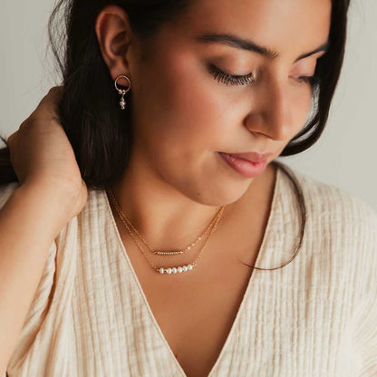 strut jewelry comfort petite gold bead bar necklace