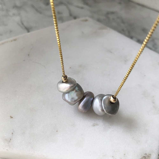 strut jewelry comfort box chain grey pearl necklace