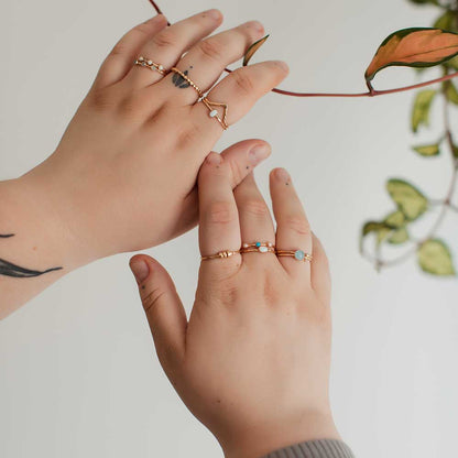 Chevron Stacking Ring - Hammered Texture