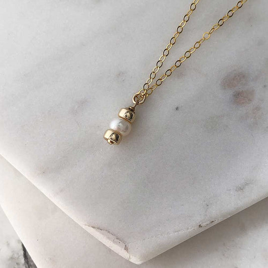 strut jewelry comfort white pearl drop necklace 14k gold fill