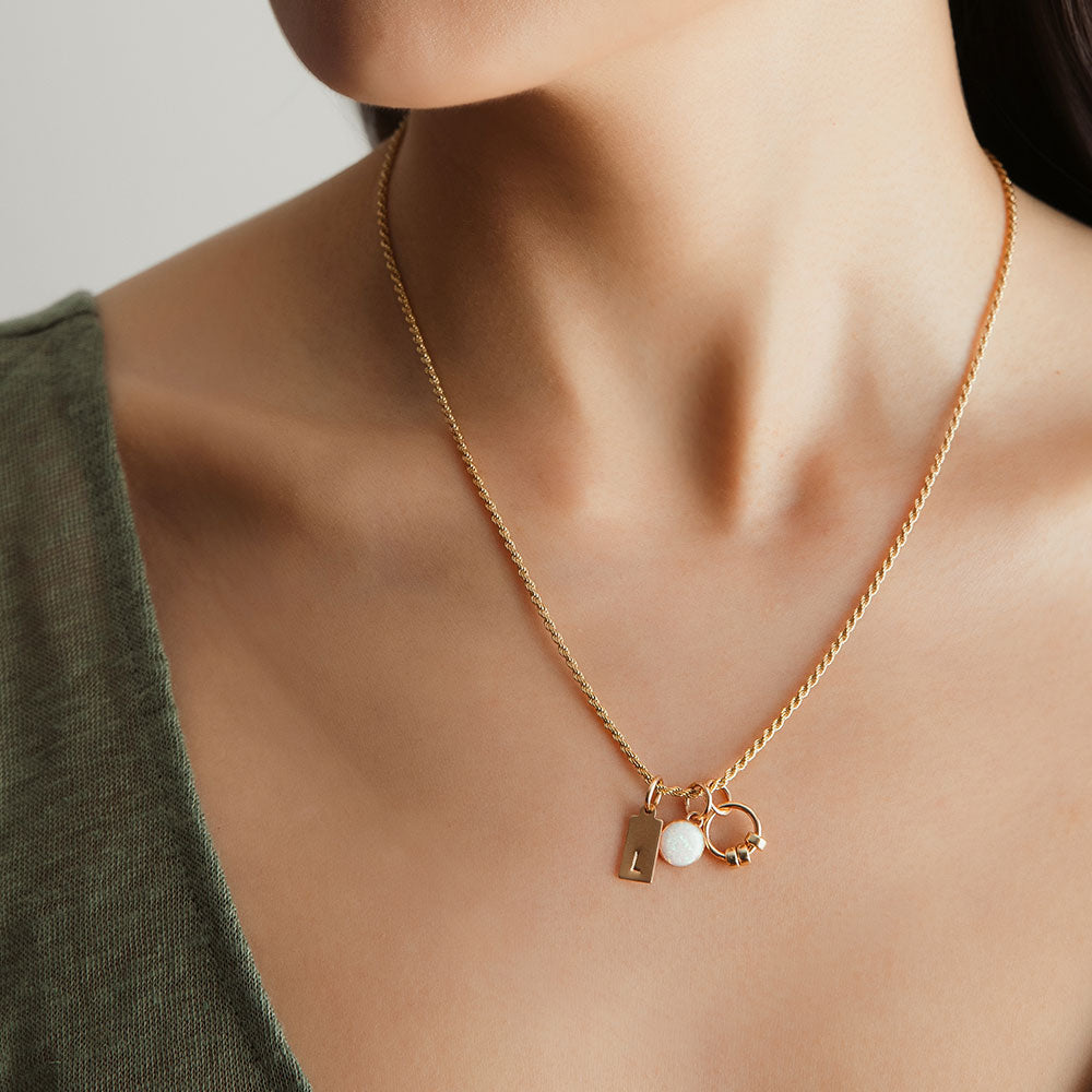 strut jewelry initial tag charm 14k gold fill