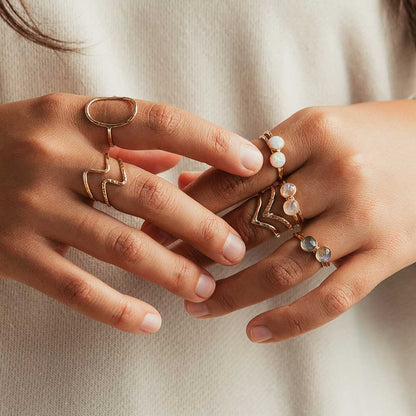 Rainbow Moonstone Stacking Ring - 14k gold-fill