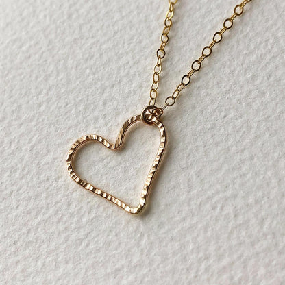 strut jewelry open hearted pendant necklace 14k gold fill