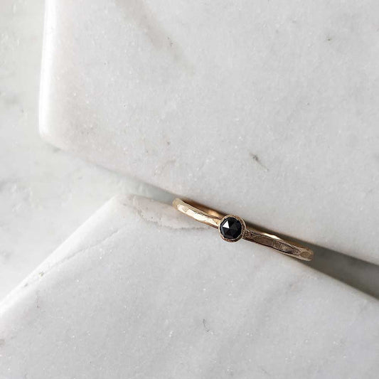 Petite Black Diamond Stacking Ring - 14k gold-fill