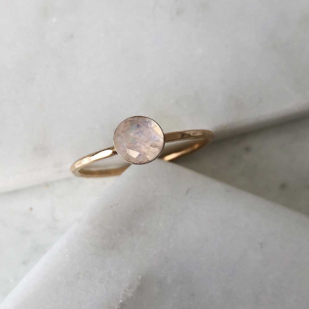 strut jewelry rainbow moonstone stacking ring 14k gold fill