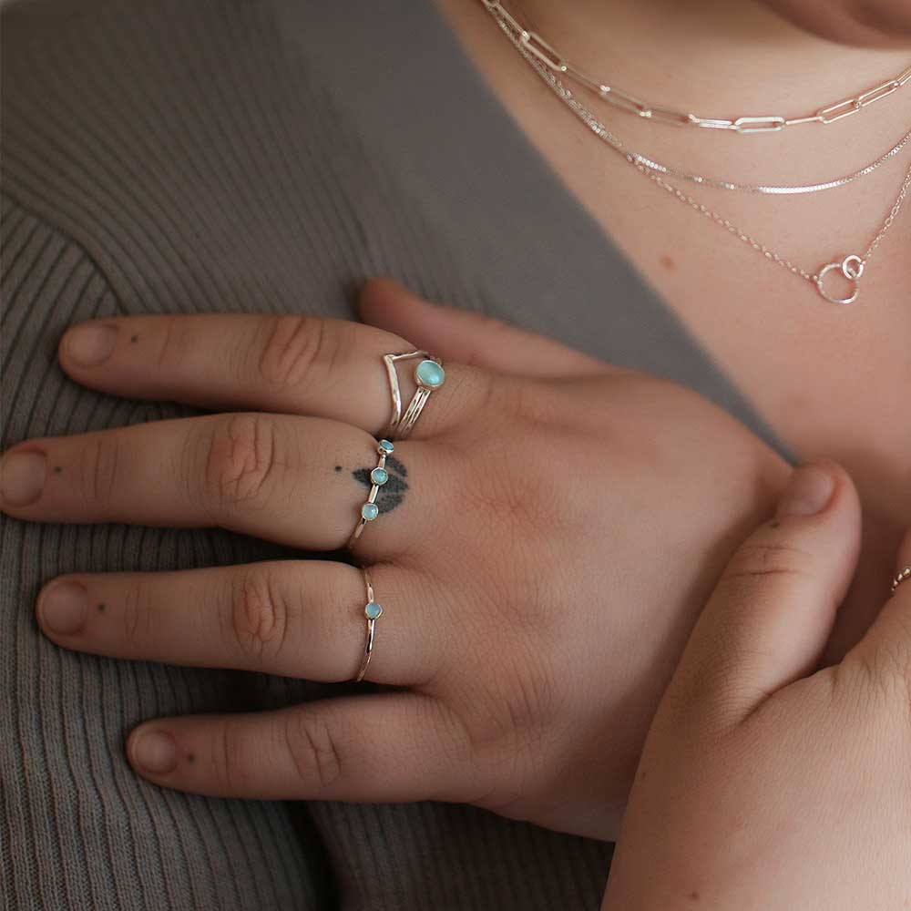 Petite Aquamarine Stacking Ring